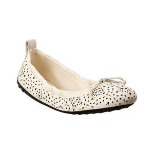 Tods Gommino Studded Leather Ballerina Flat, White
